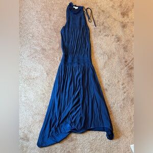 Ramy Brook Deep Navy Smocked Halter Midi Dress